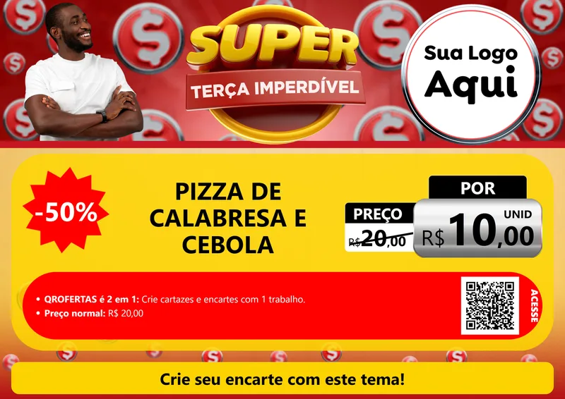 Modelo de Cartaz para Cartaz A4 Horizontal com o tema Super Terça Imperdível para Pizzaria