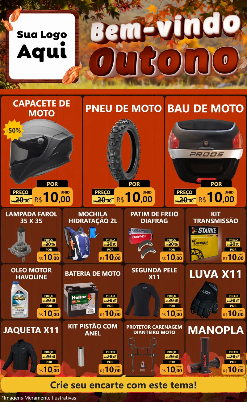 Modelo de Encarte para Encarte Grande com o tema Bem-vindo Outono para Moto peças
