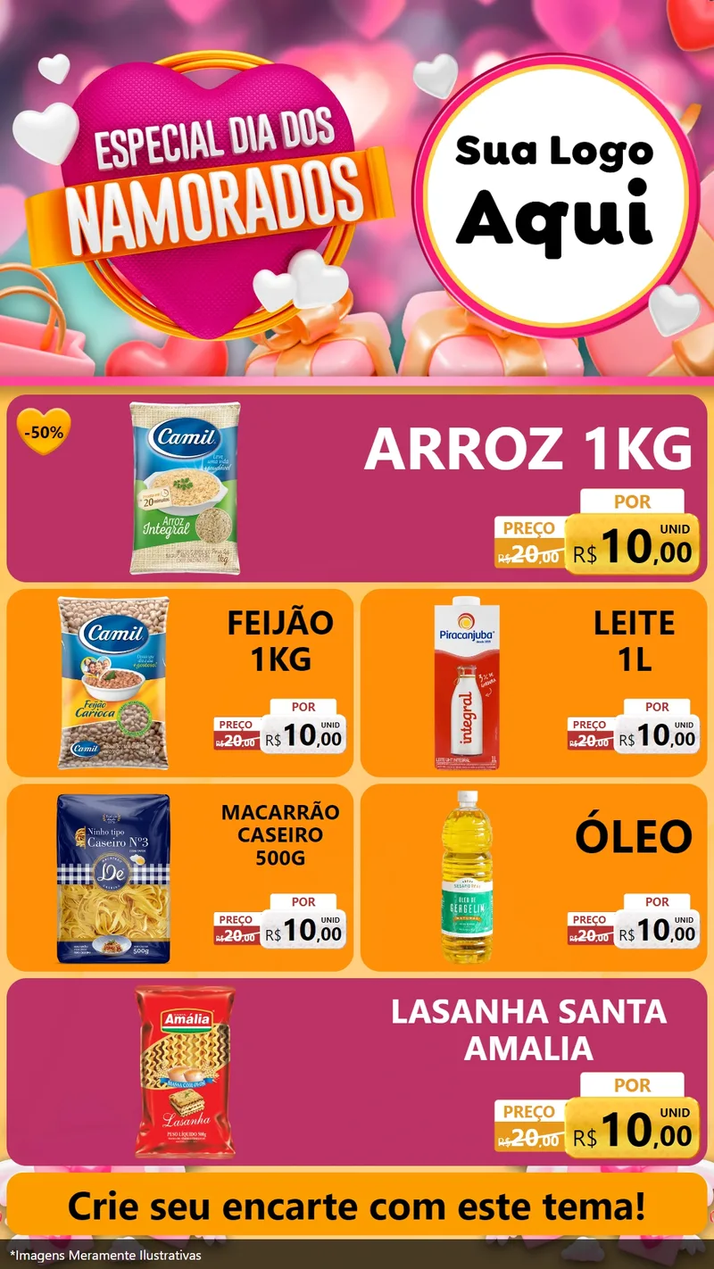 Modelo de TV para TV Vertical com o tema Especial Dia dos Namorados para Supermercado