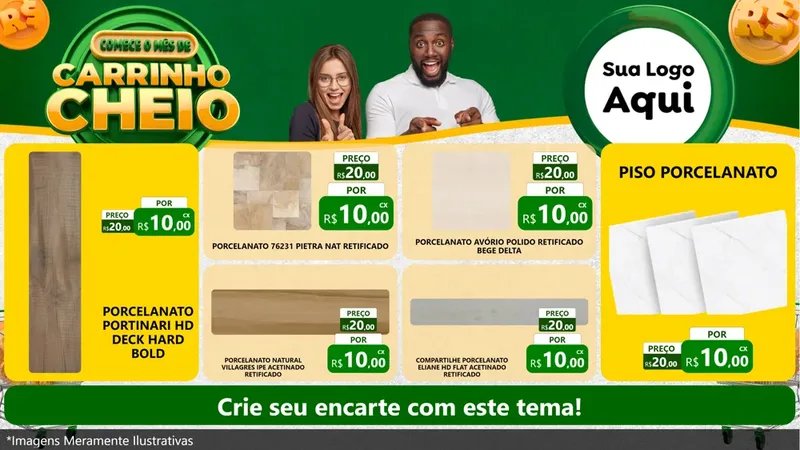 Modelo de TV para TV Horizontal com o tema Carrinho Cheio para Pisos e revestimentos