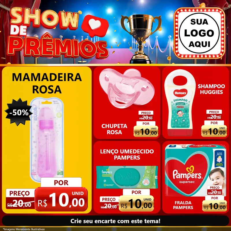 Modelo de Rede Social para Feed Facebook com o tema Show de Prêmios para Bebês
