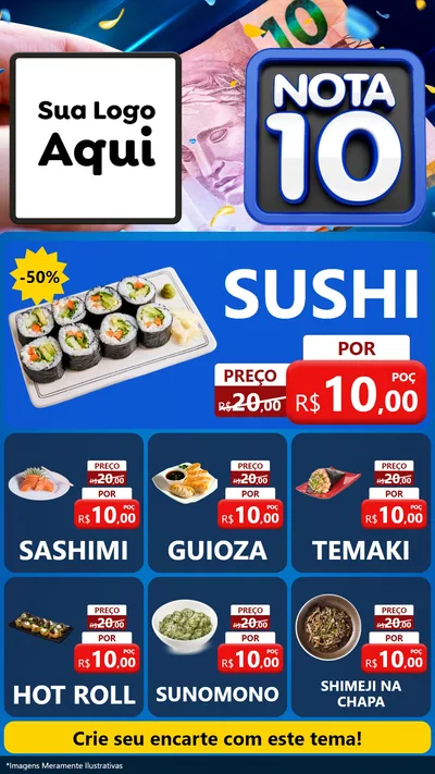 Modelo de Rede Social para Stories com o tema Nota 10 para Comida japonesa
