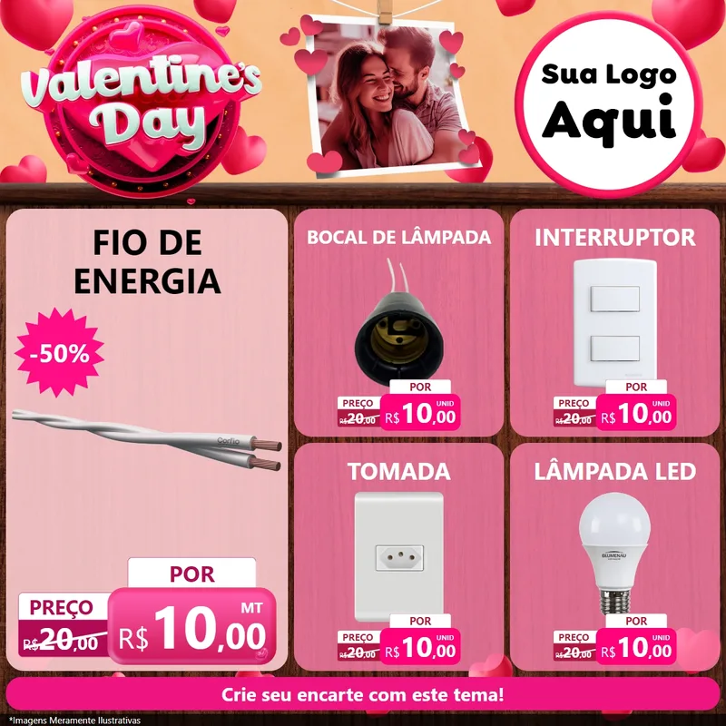Modelo de Rede Social para Feed Facebook com o tema Valentine's Day para Materiais Elétricos