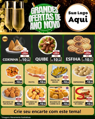 Modelo de Rede Social para Feed Instagram com o tema Grandes Ofertas de Ano Novo para Salgadaria