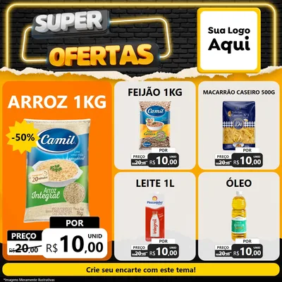 Modelo de Rede Social para Feed Facebook com o tema Super Ofertas para Supermercado