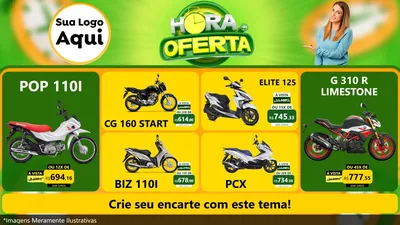 Modelo de TV para TV Horizontal com o tema Hora da Oferta para Concessionaria de Motos