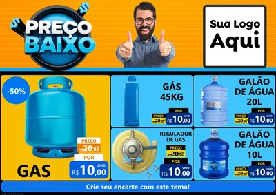 Modelo de Encarte para Encarte A4 Horizontal com o tema Preço Baixo para Água e gás