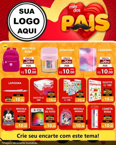 Modelo de Rede Social para Feed Instagram com o tema Mês Dos Pais para Papelaria