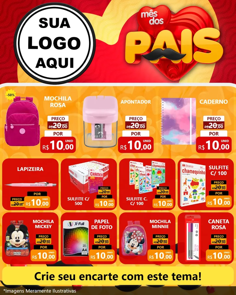 Modelo de Rede Social para Feed Instagram com o tema Mês Dos Pais para Papelaria