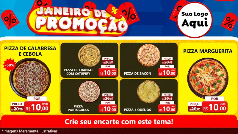 Modelo de TV para TV Horizontal com o tema Janeiro de Promoção para Pizzaria