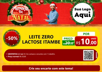 Modelo de Cartaz para Cartaz A4 Horizontal com o tema Promoção de Natal para Frios e Laticínios