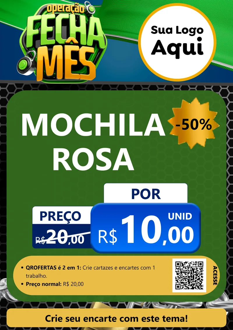 Modelo de Cartaz para Cartaz A4 Vertical com o tema Operação Fecha Mês para Papelaria