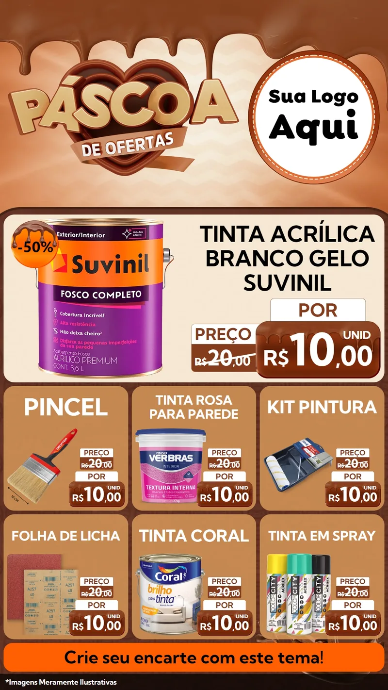 Modelo de Rede Social para Stories com o tema Páscoa de Ofertas para Tintas e Ferramentas