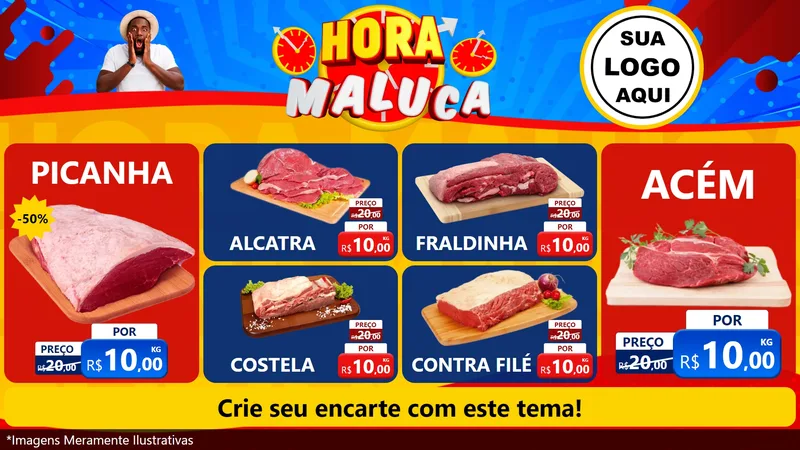 Modelo de TV para TV Horizontal com o tema Hora Maluca para Açougue