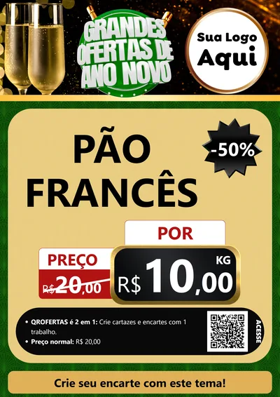 Modelo de Cartaz para Cartaz A4 Vertical com o tema Grandes Ofertas de Ano Novo para Padaria