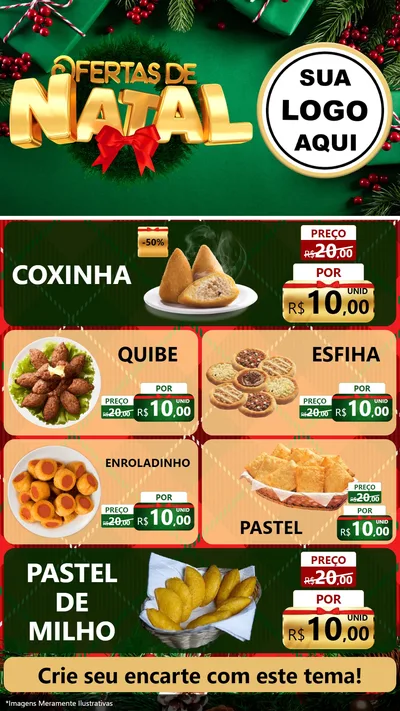 Modelo de TV para TV Vertical com o tema Ofertas de Natal para Salgadaria