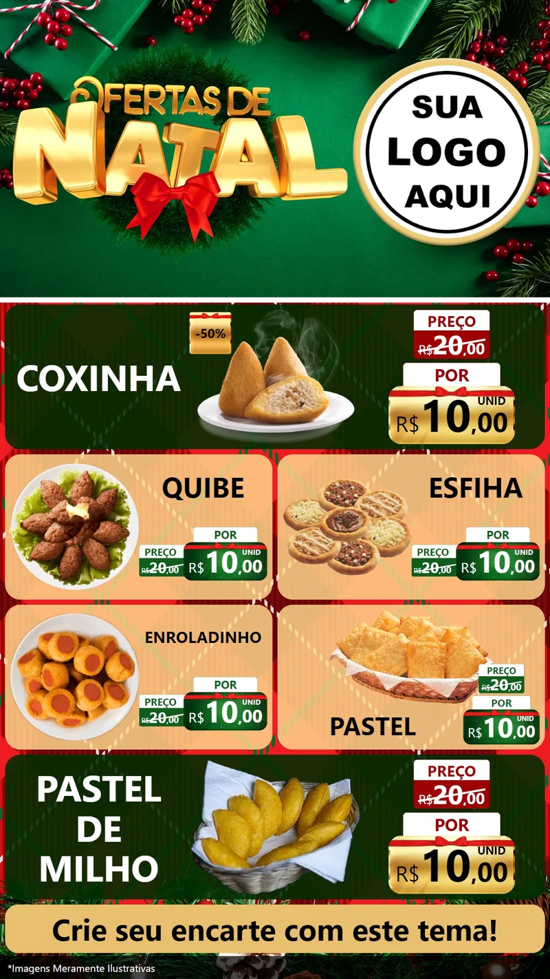 Modelo de TV para TV Vertical com o tema Ofertas de Natal para Salgadaria