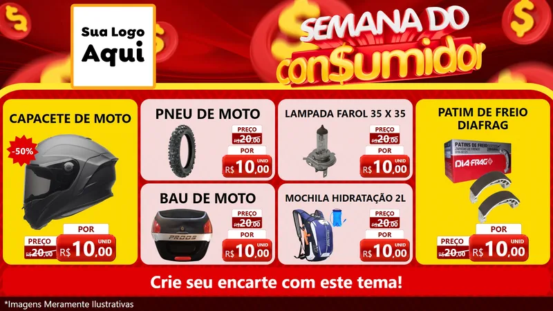 Modelo de TV para TV Horizontal com o tema Semana do Consumidor para Moto peças