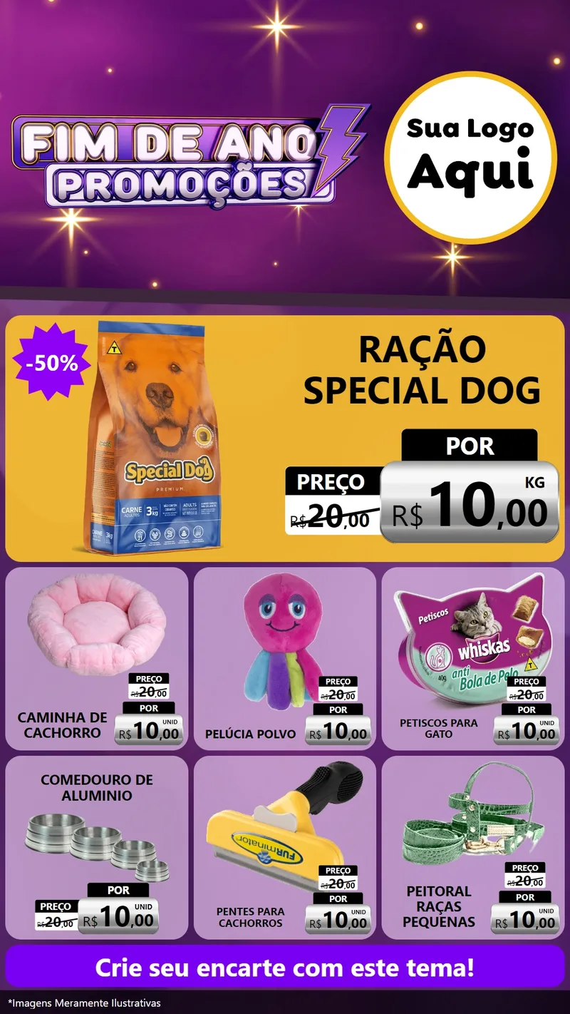Modelo de Rede Social para Stories com o tema Fim de Ano Promoções para Pet Shop
