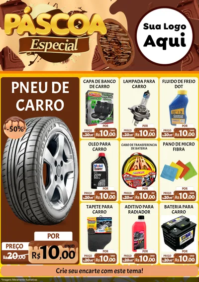 Modelo de Encarte para Encarte A4 Vertical com o tema Páscoa Especial para Auto peças