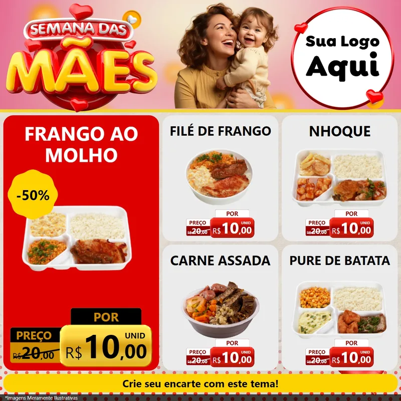 Modelo de Rede Social para Feed Facebook com o tema Semana das Mães para Restaurante