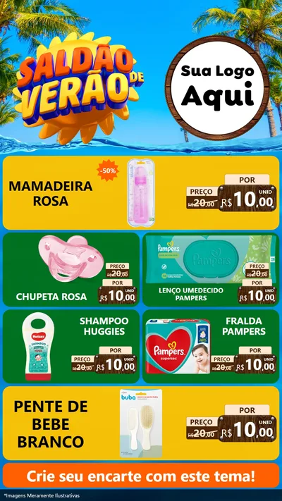 Modelo de TV para TV Vertical com o tema Saldão de Verão para Bebês