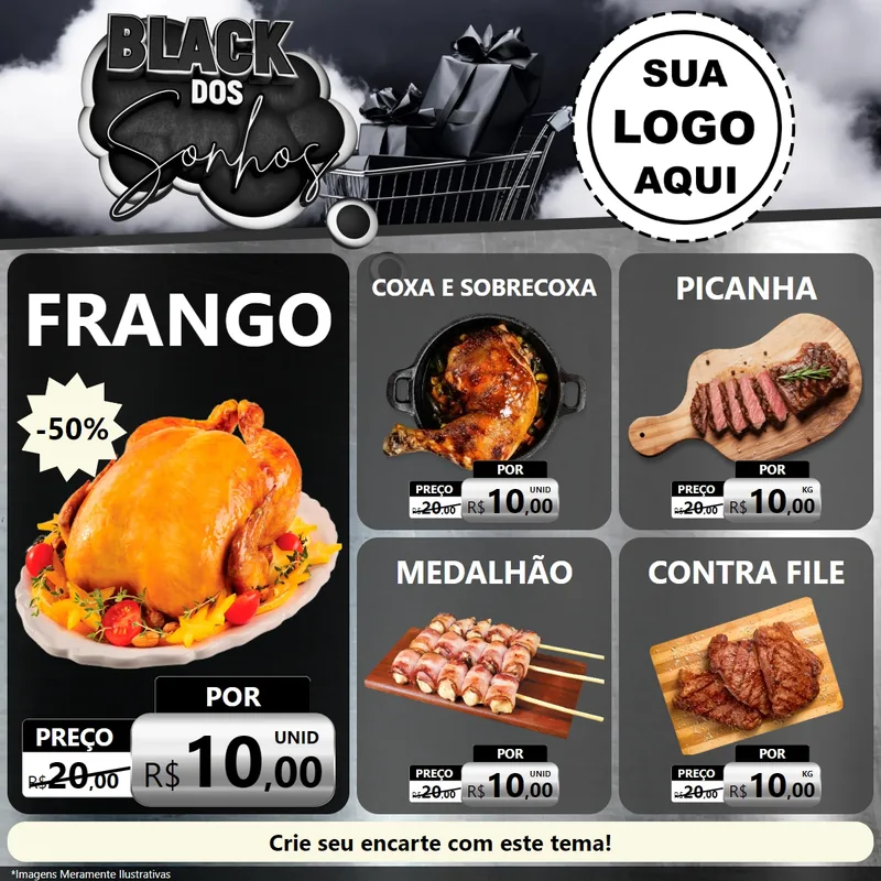 Modelo de Rede Social para Feed Facebook com o tema Black dos Sonhos para Assados