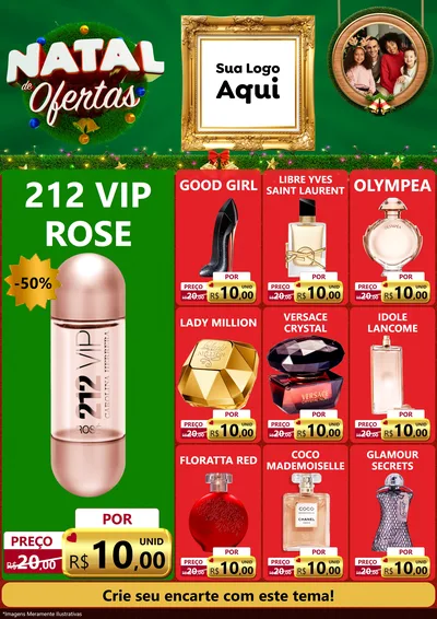 Modelo de Encarte para Encarte A4 Vertical com o tema Natal de Ofertas para Perfumes
