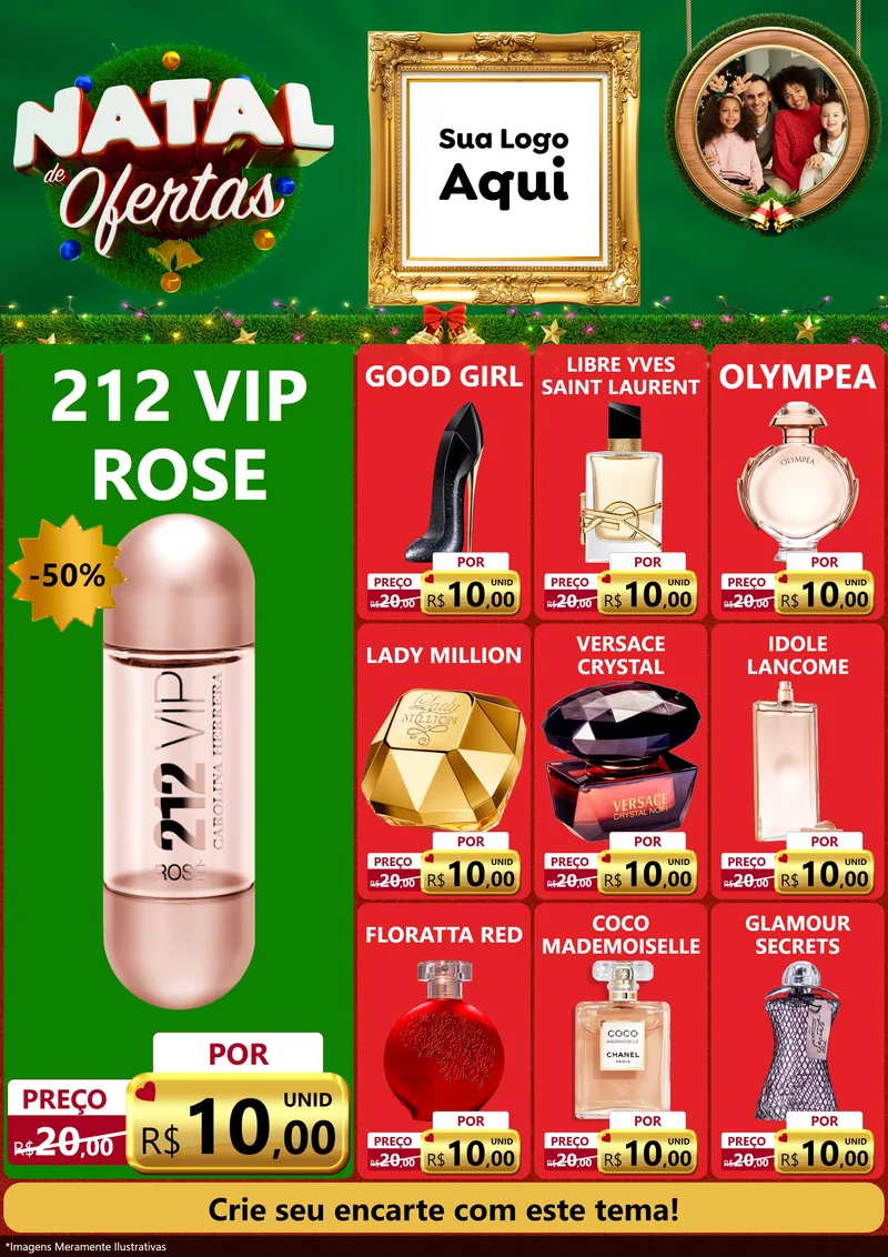 Modelo de Encarte para Encarte A4 Vertical com o tema Natal de Ofertas para Perfumes