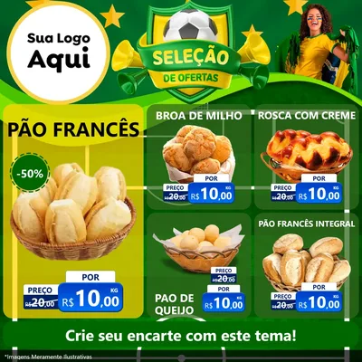 Modelo de Rede Social para Feed Facebook com o tema Seleção de Ofertas - Copa para Padaria