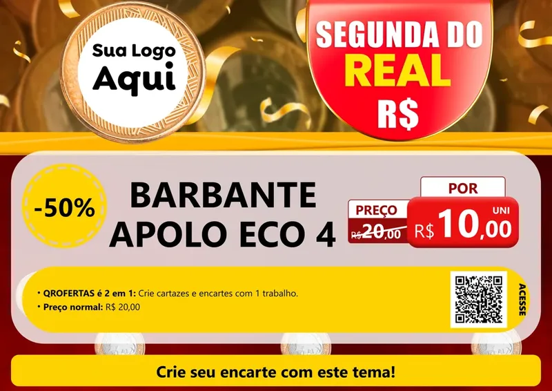 Modelo de Cartaz para Cartaz A4 Horizontal com o tema Segunda do Real para Armarinho e Aviamentos