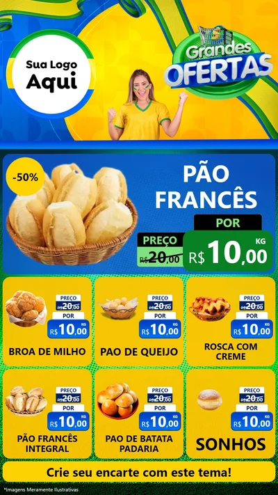 Modelo de Rede Social para Stories com o tema Grandes Ofertas para Padaria