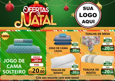 Modelo de Encarte para Encarte A4 Horizontal com o tema Ofertas de Natal para Cama, Mesa e Banho