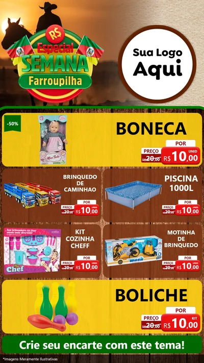 Modelo de TV para TV Vertical com o tema Especial Semana Farroupilha para Brinquedos