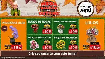 Modelo de TV para TV Horizontal com o tema Mega Saldão de Outono para Floricultura e jardim