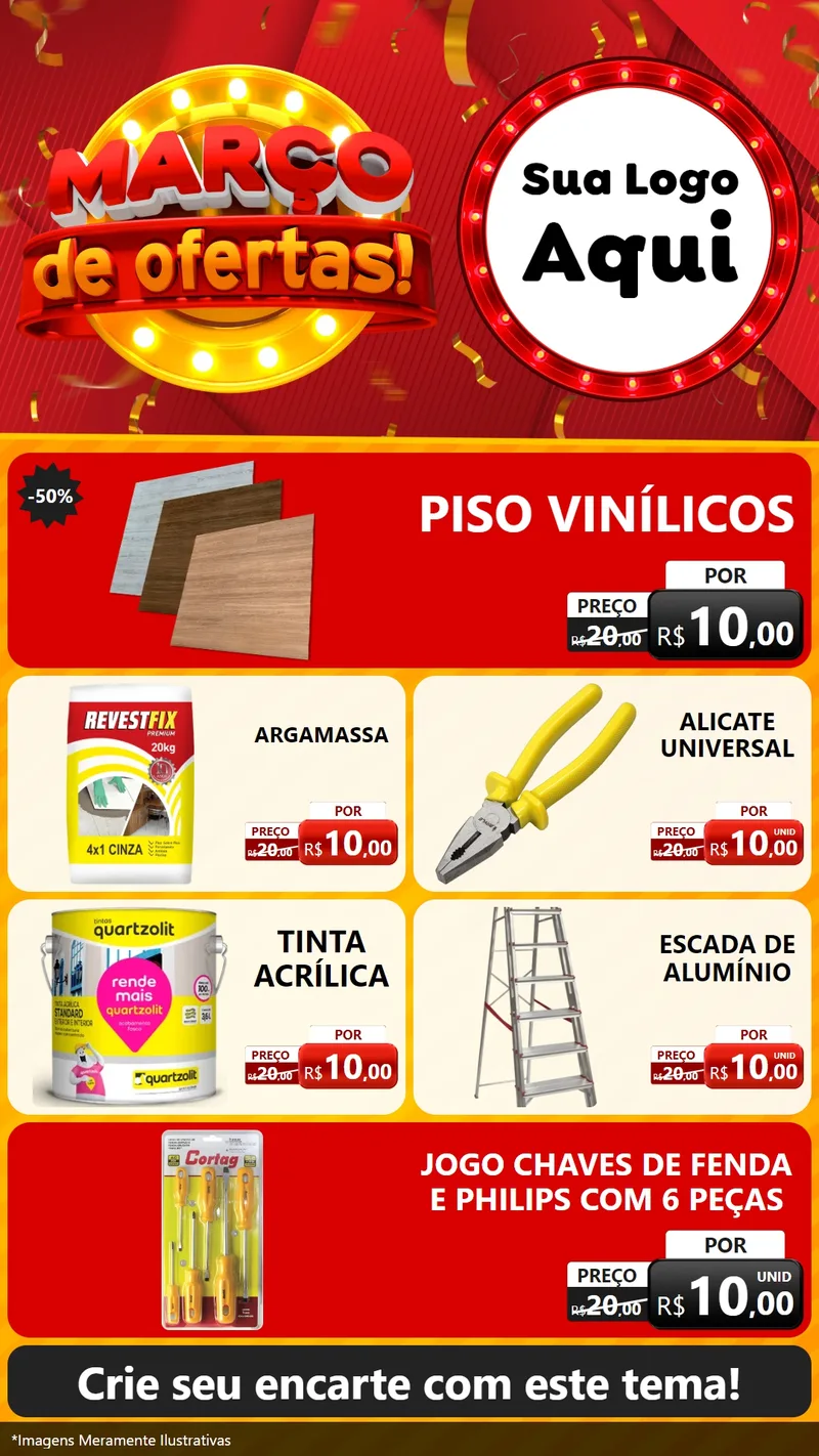 Modelo de TV para TV Vertical com o tema Março de Ofertas! para Material para Construção