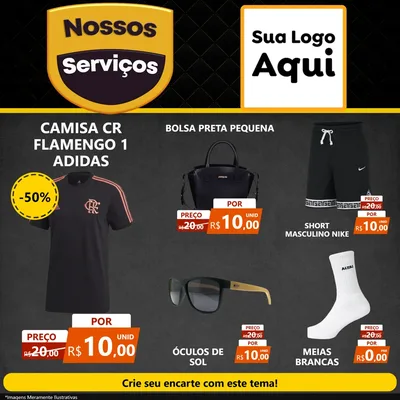 Modelo de Rede Social para Feed Facebook com o tema Nossos Serviços para Roupas e acessórios
