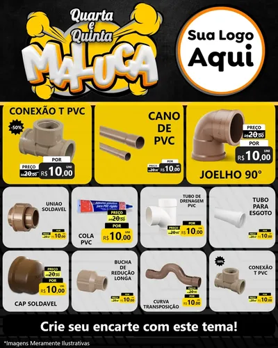 Modelo de Rede Social para Feed Instagram com o tema Quarta e Quinta Maluca para Tubos e conexões