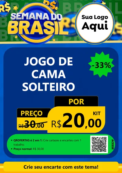 Modelo de Cartaz para Cartaz A4 Vertical com o tema Semana Do Brasil para Cama, Mesa e Banho