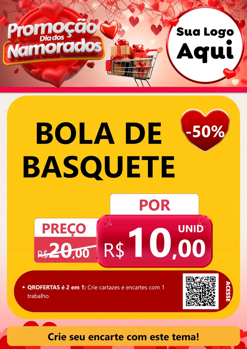 Modelo de Cartaz para Cartaz A4 Vertical com o tema Promoção Dia dos Namorados para Artigos Esportivos