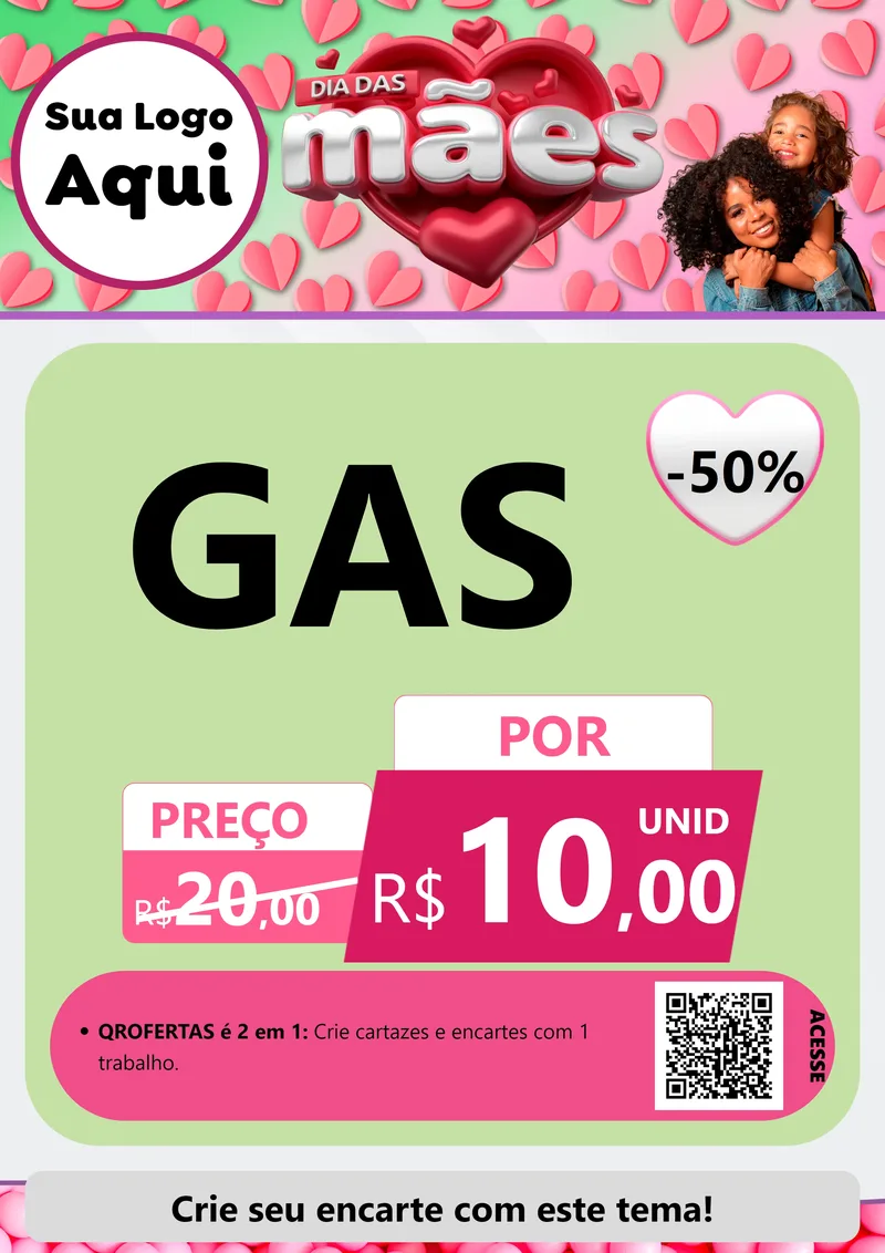 Modelo de Cartaz para Cartaz A4 Vertical com o tema Dia das Mães para Água e gás