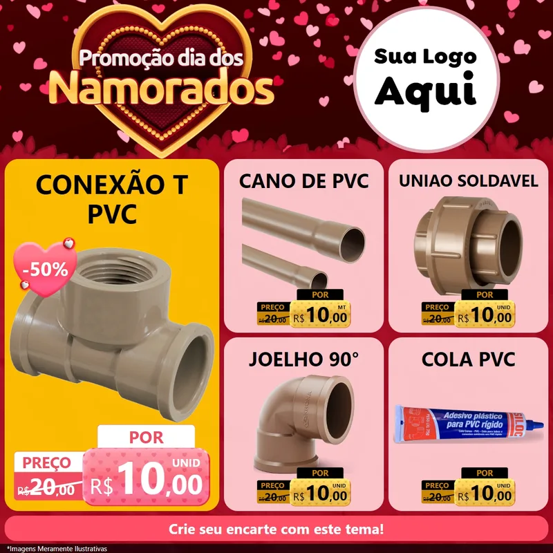 Modelo de Rede Social para Feed Facebook com o tema Promoção Dia Dos Namorados para Tubos e conexões