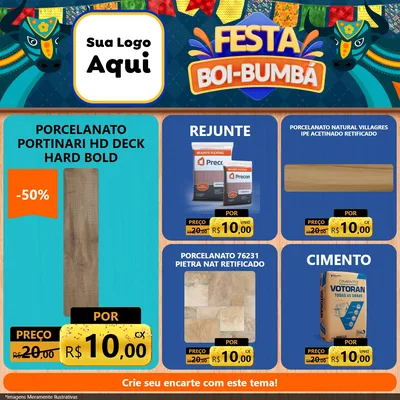Modelo de Rede Social para Feed Facebook com o tema Festa Boi Bumbá para Pisos e revestimentos