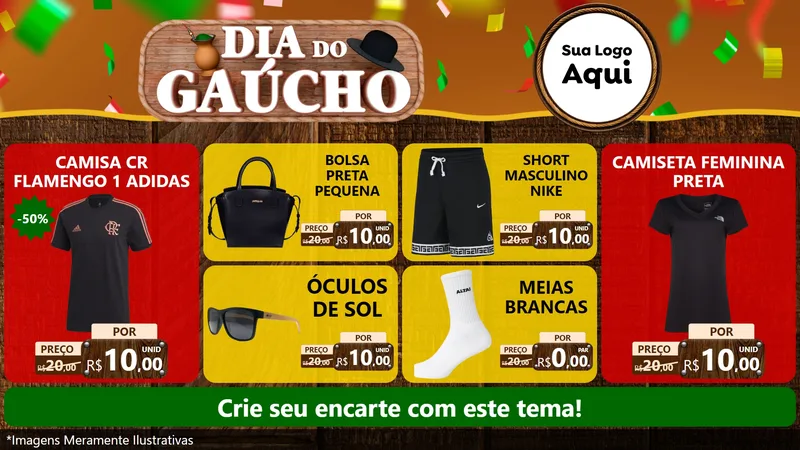 Modelo de TV para TV Horizontal com o tema Dia do Gaúcho para Roupas e acessórios