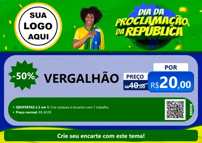 Modelo de Cartaz para Cartaz A4 Horizontal com o tema Dia Da Proclamação Da República para Ferragens