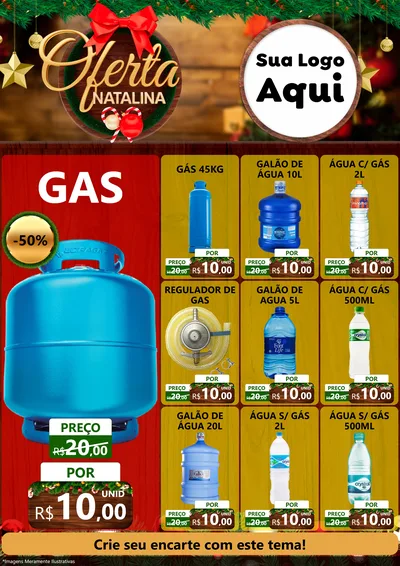 Modelo de Encarte para Encarte A4 Vertical com o tema Ofertas Natalina para Água e gás
