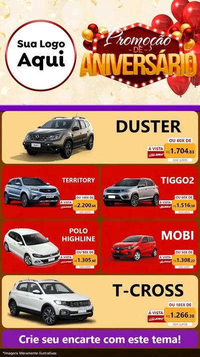 Modelo de TV para TV Vertical com o tema Promoção de Aniversário para Concessionaria de Carros