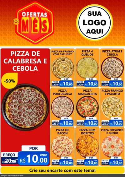 Modelo de Encarte para Encarte A4 Vertical com o tema Ofertas do Mês para Pizzaria