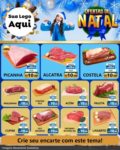Modelo de Rede Social para Feed Instagram com o tema Ofertas de Natal para Açougue
