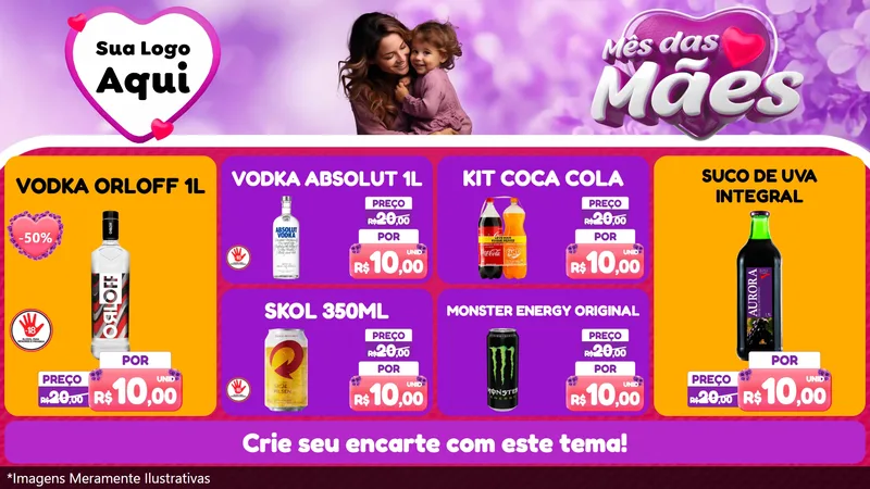 Modelo de TV para TV Horizontal com o tema Mês das Mães para Distribuidora de bebidas
